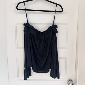 Harlowe & Graham Black Ruffle Off-Shoulder Blouse